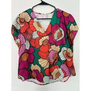 JODIFL floral split v-neck blouse featuring a retro 70s floral pattern